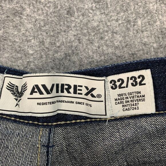 Avirex Jean Short Men 32 Blue Denim Cut Off Cotton Embroidered Back Pocket *READ - Picture 4 of 10